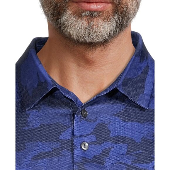Ben Hogan Men's Blue Camouflage Golf Polo UVA Protection Short Sleeve Shirt - Picture 4 of 4